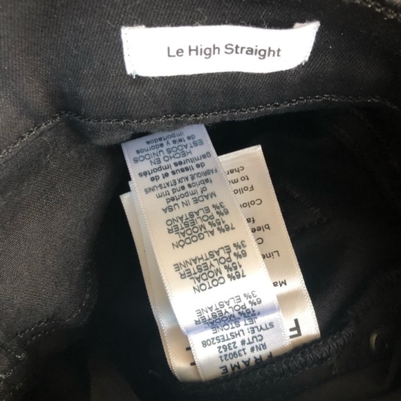 FRAME LE HIGH STRAIGHT-LEG EMBELLISHED JEANS IN JET STONE - Picture 5 of 5